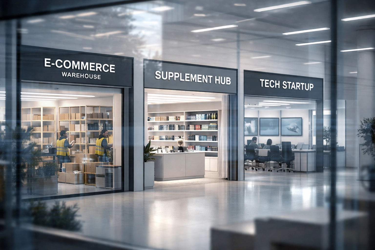 Various high-risk business storefronts including e-commerce and supplement retail requiring merchant accounts