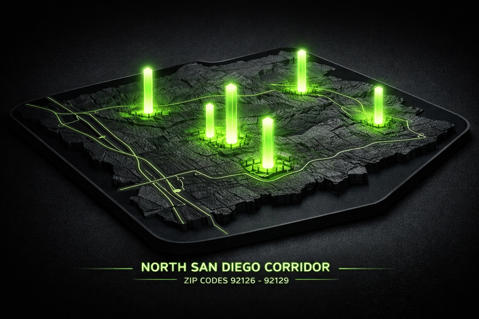 San Diego map highlighting solar panel installation service areas and lead generation hotspots.