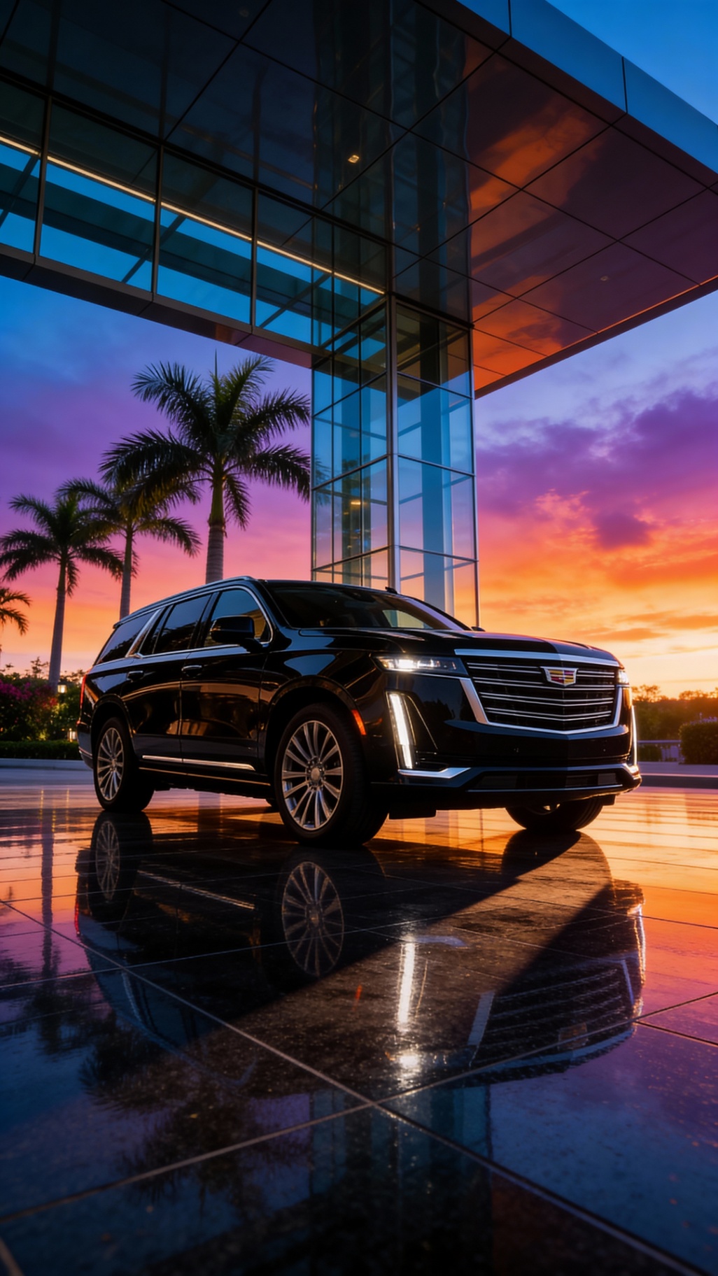 Black Luxury SUV at Sunset