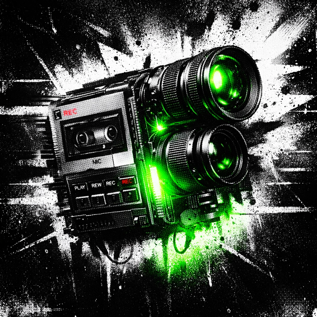 Glitch-art recording device showing the importance of evidence in an assault investigation.