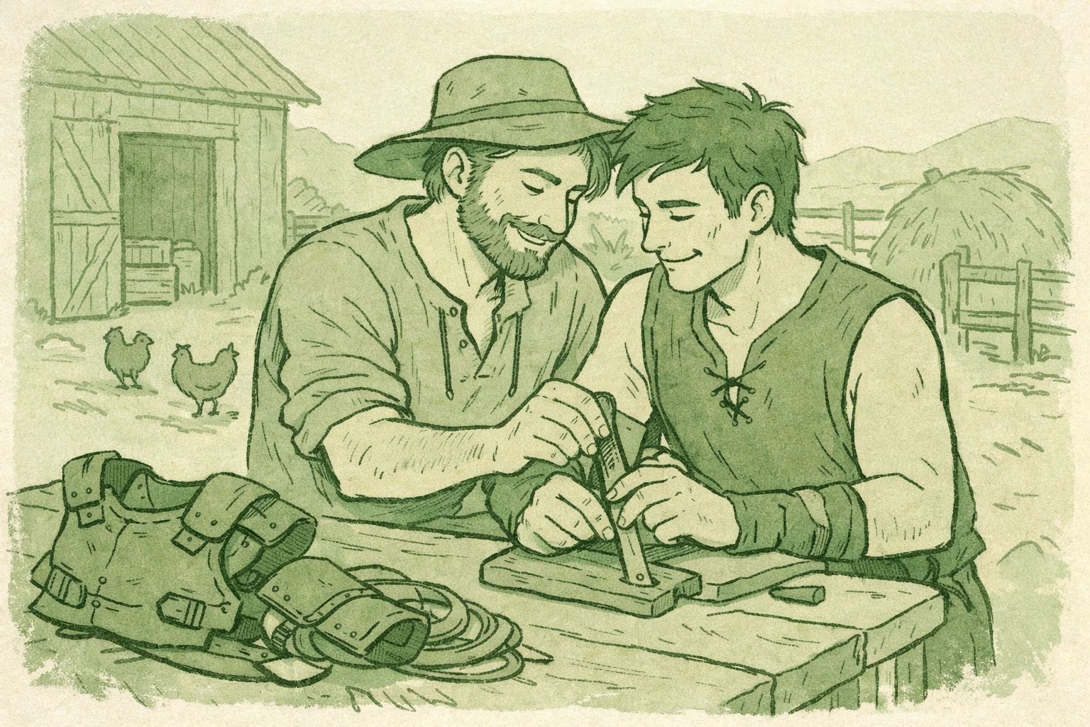 Witcher and farmhand bond while working together - MM romance connection