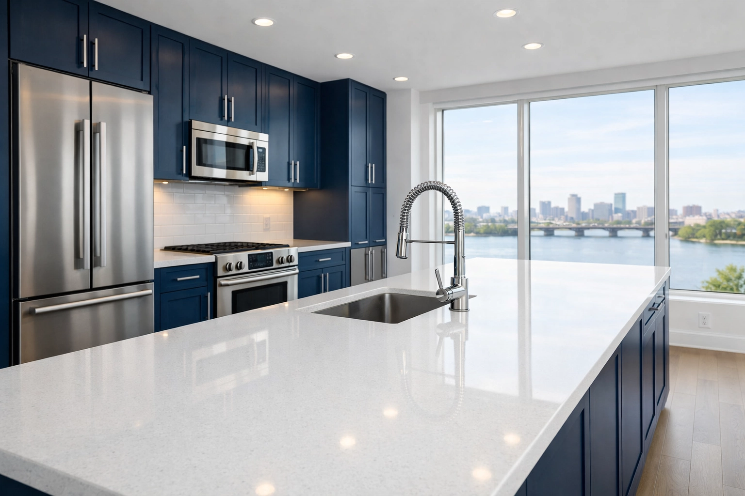 Immaculate luxury kitchen in East Cambridge after a professional move-out cleaning Cambridge service.