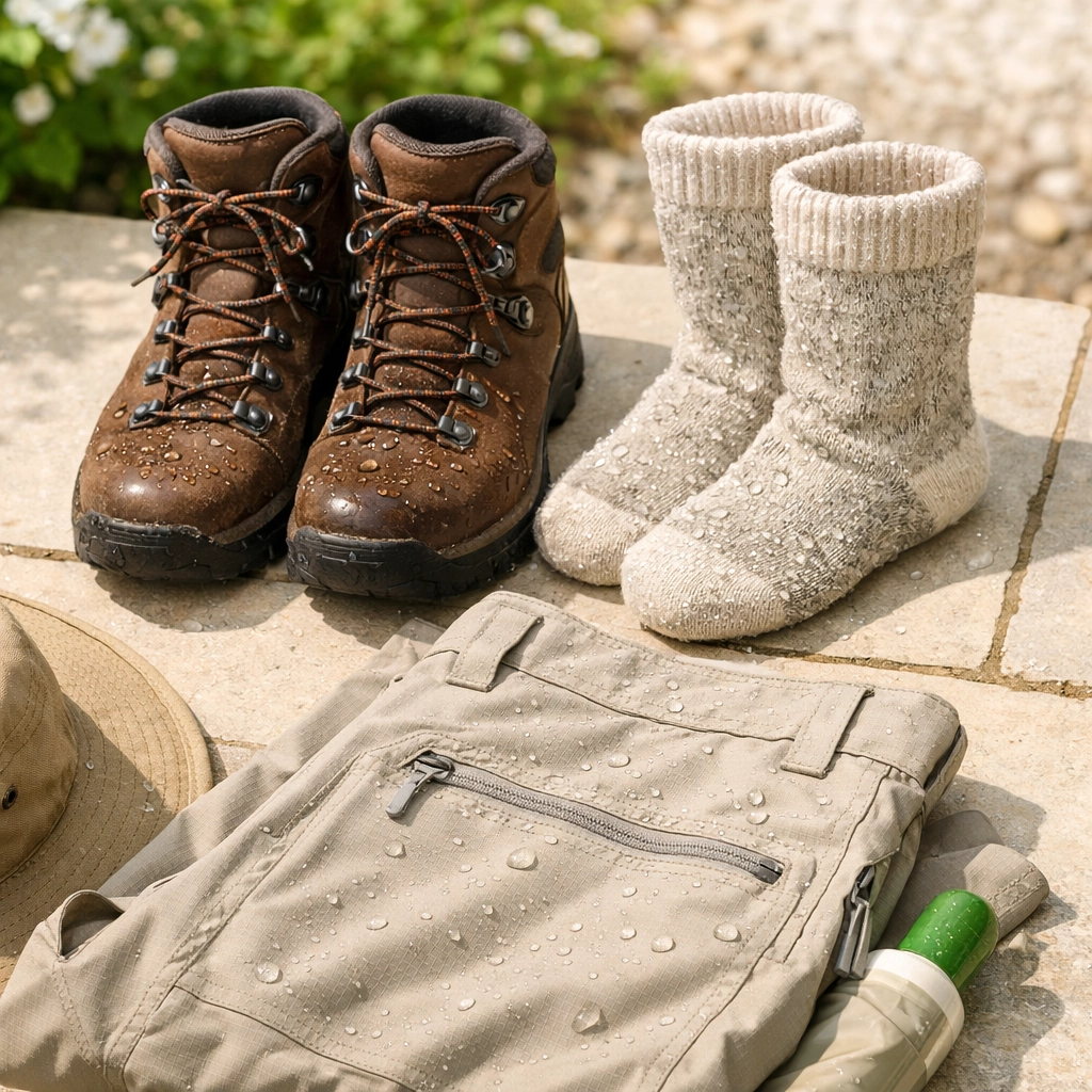 Outdoor tick prevention gear including protective clothing and boots for safe yard maintenance in NY.