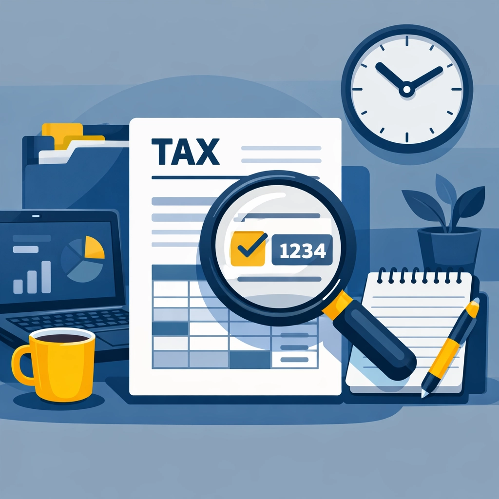 A magnifying glass over tax forms highlighting accurate tax preparation New Haven for the 2026 season.