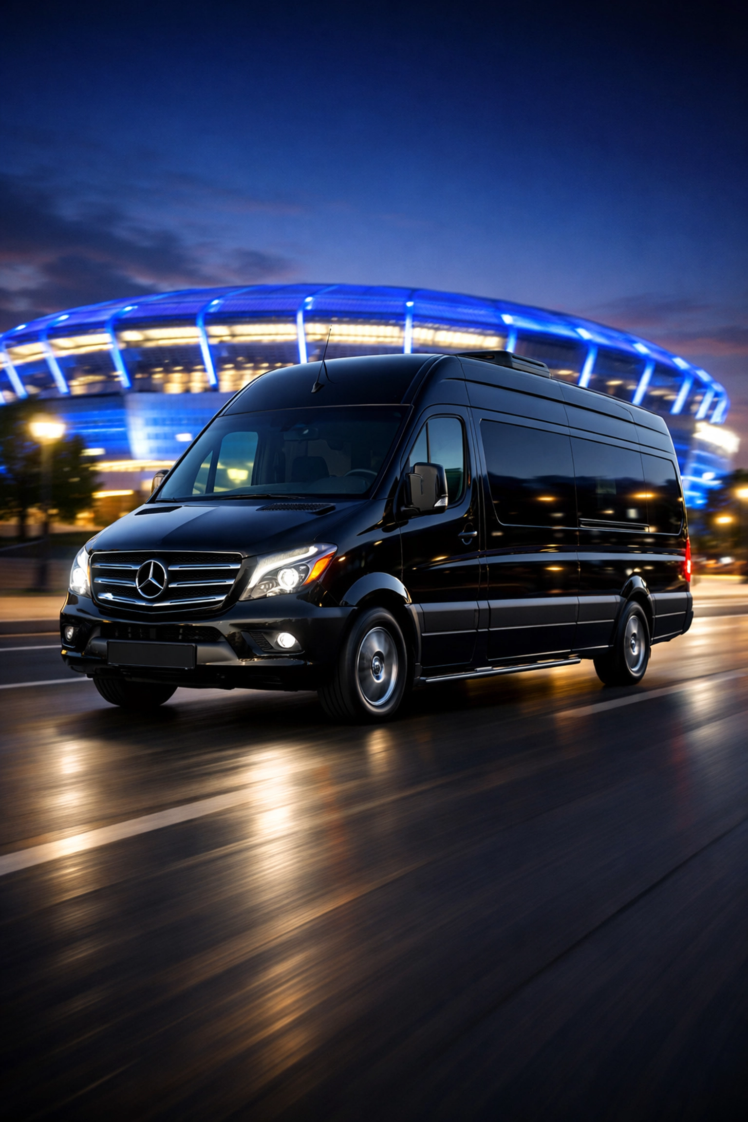 Executive sprinter van transport providing seamless logistics for Super Bowl corporate hosting.