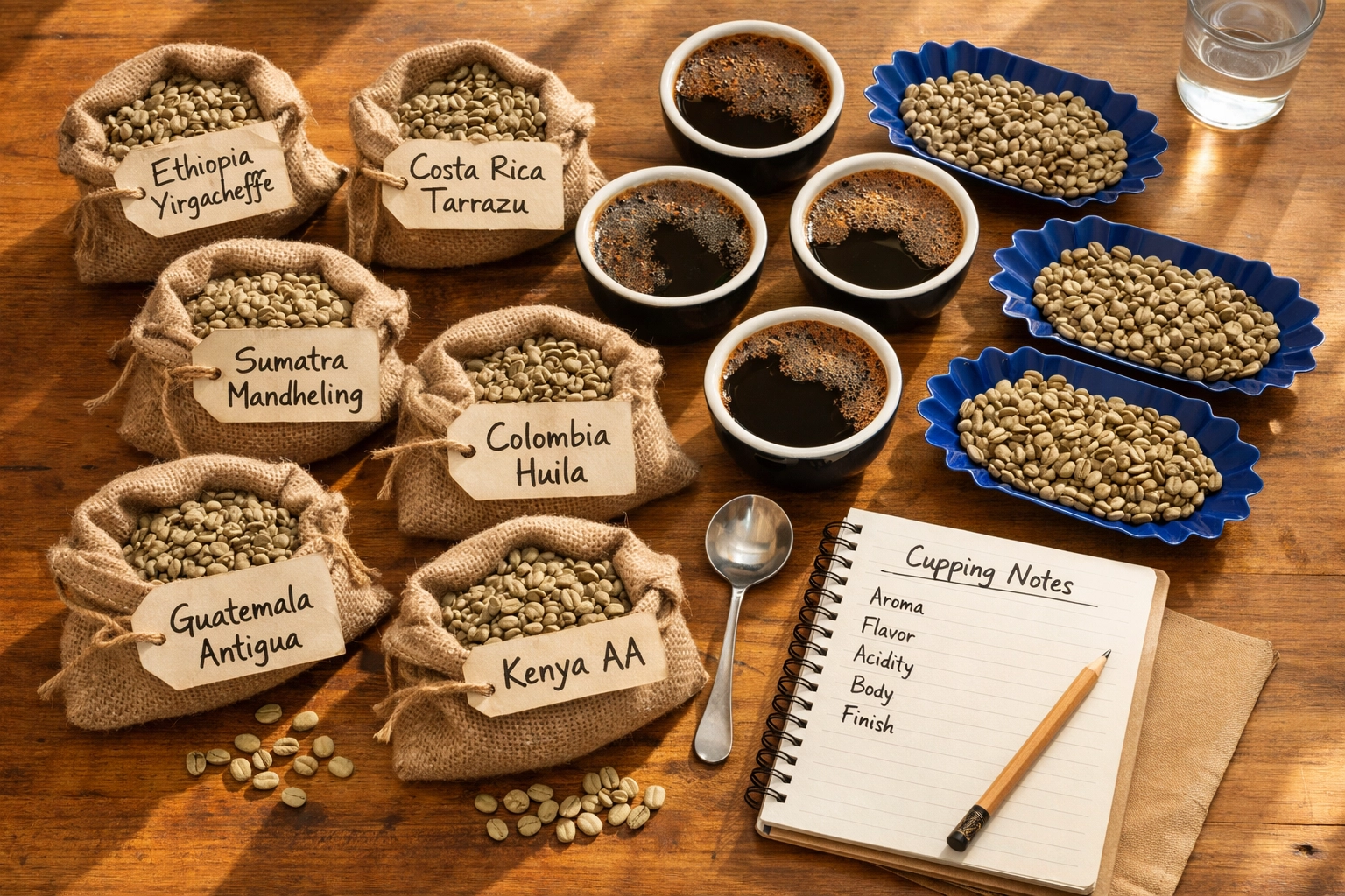 Specialty coffee beans from multiple origins for wholesale café supply