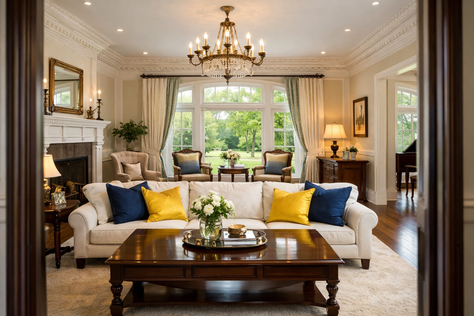 Pristine Lynnfield living room reflecting the high standards of luxury house cleaning services.