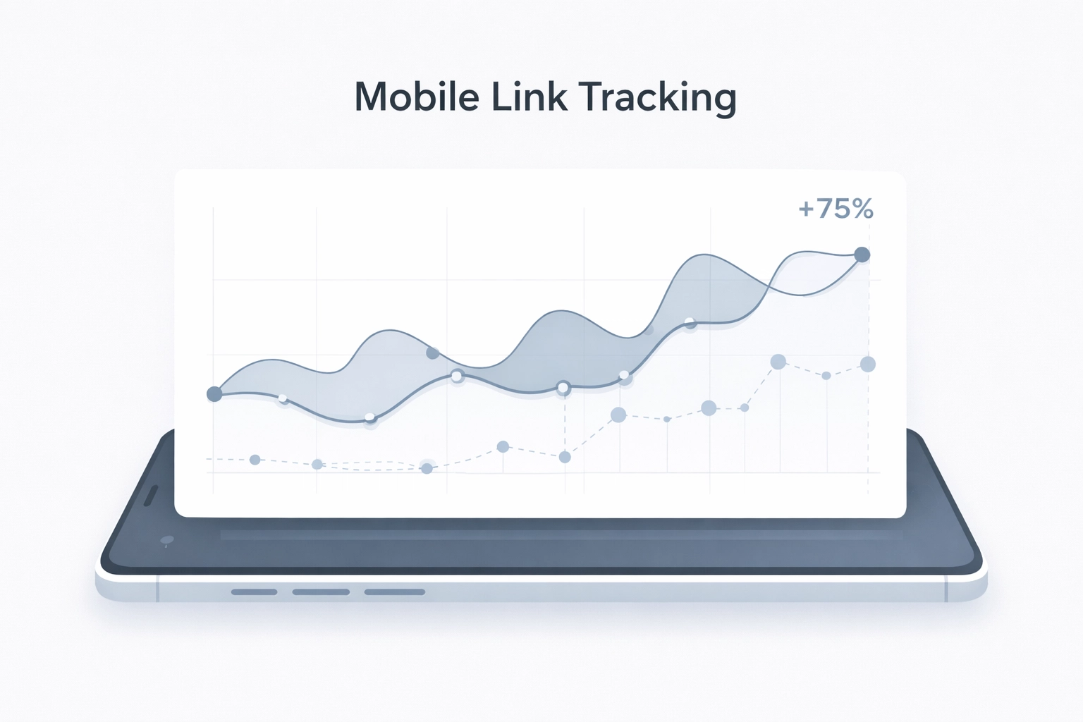 Mobile link tracking analytics and data visualization showing user engagement for a bio link tool.
