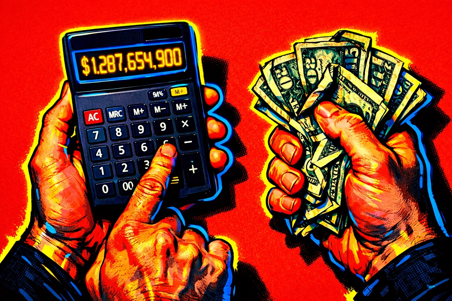 Calculator and cash showing high buy here pay here financing costs in Arnold MO