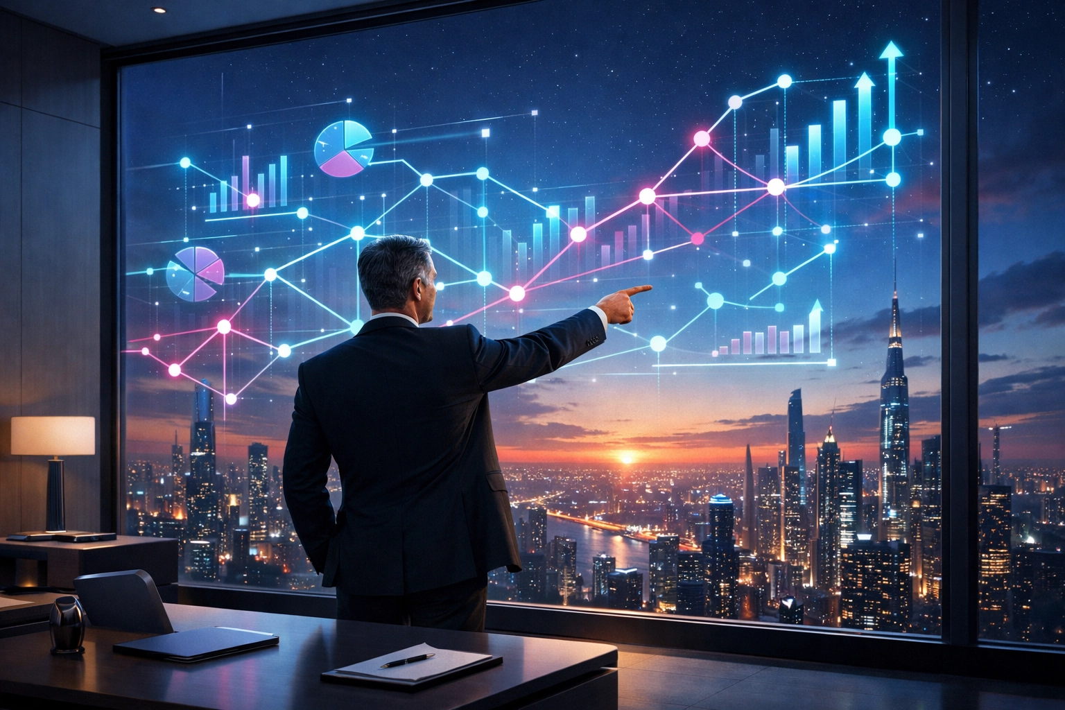 Strategische Führung bei der KI-Transformation mit Fokus auf langfristige Unternehmensziele.