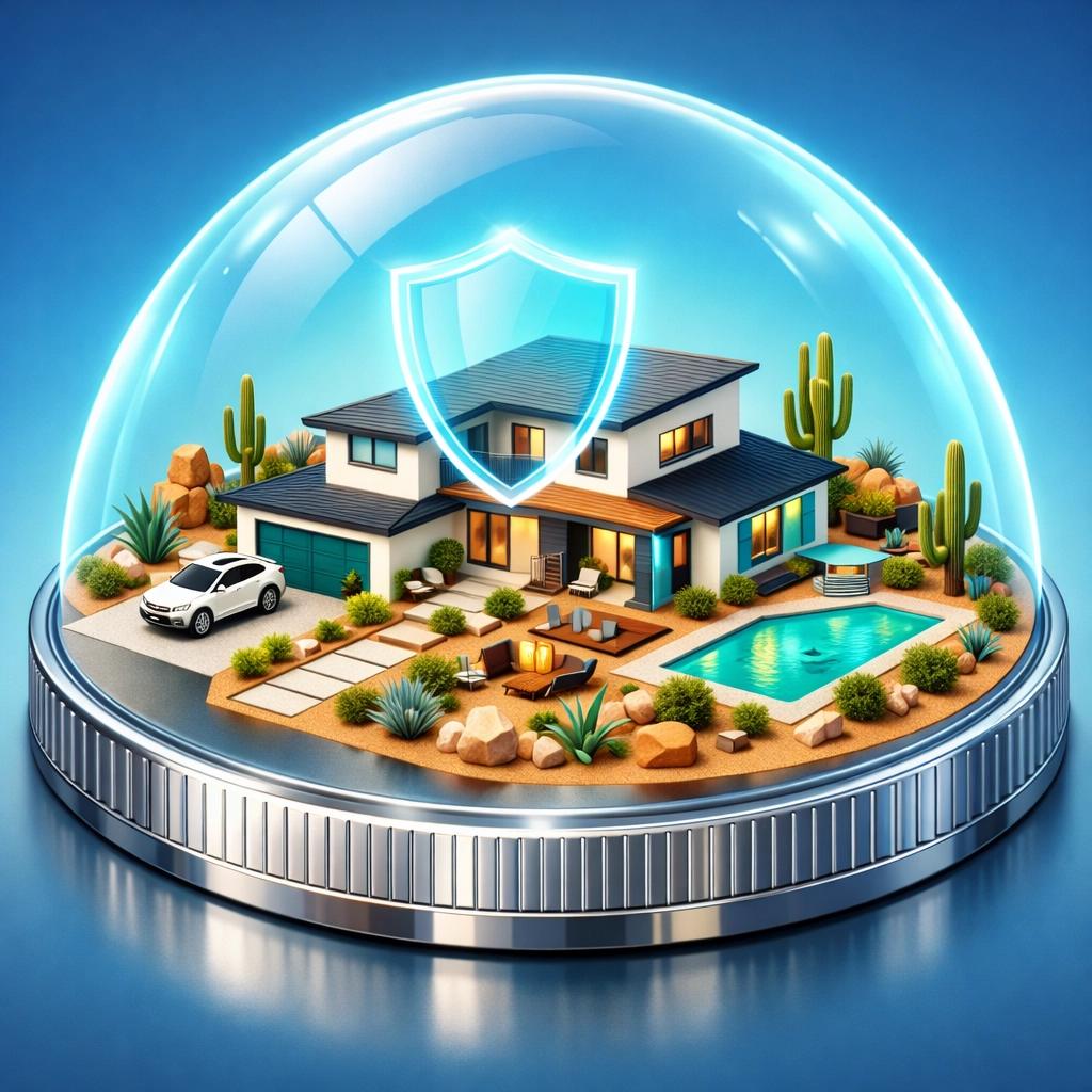 Modern Buckeye home with a protective shield representing guaranteed sale equity protection for heroes.