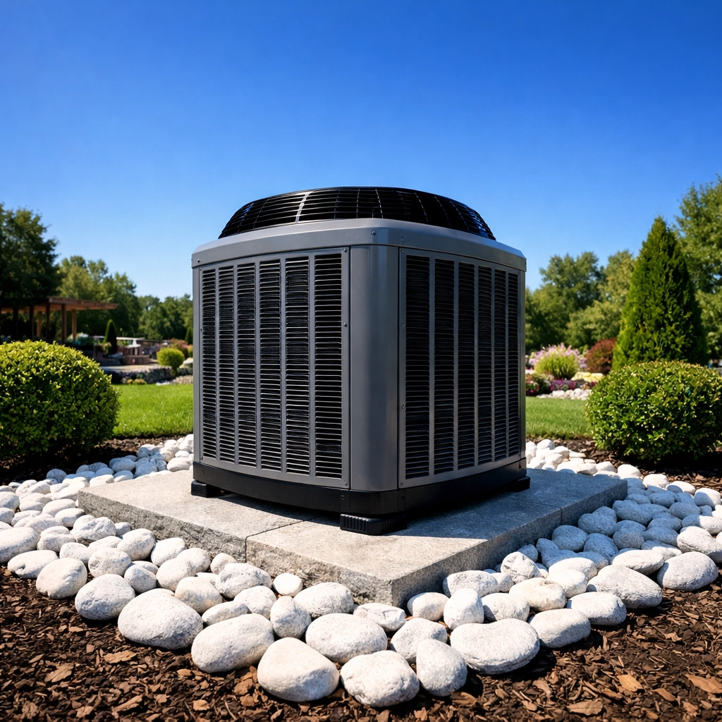 Well-maintained outdoor AC unit with clear space for an efficient AC tune up.