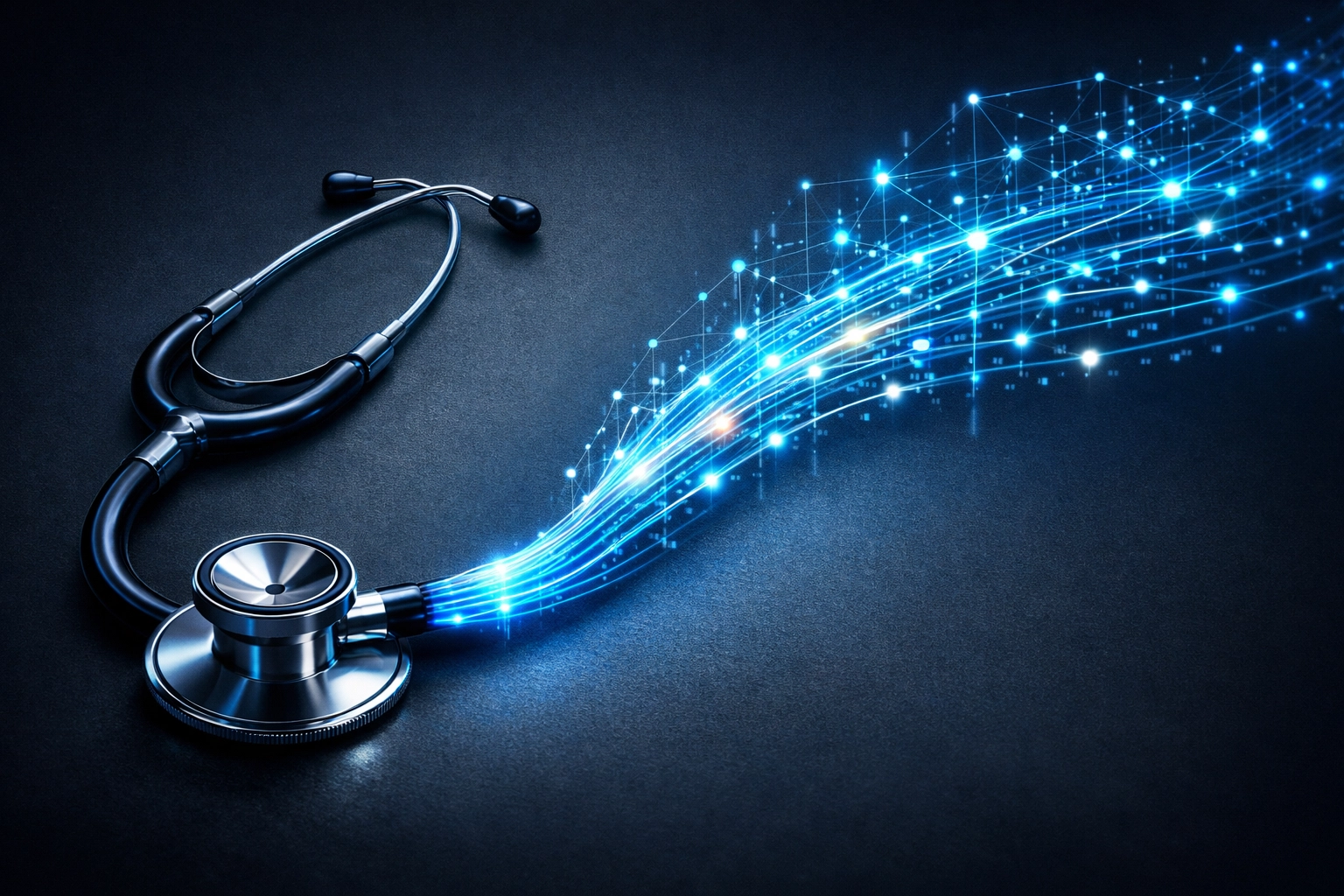 Digital stethoscope symbolizing integrated performance marketing for a dermatology marketing agency.