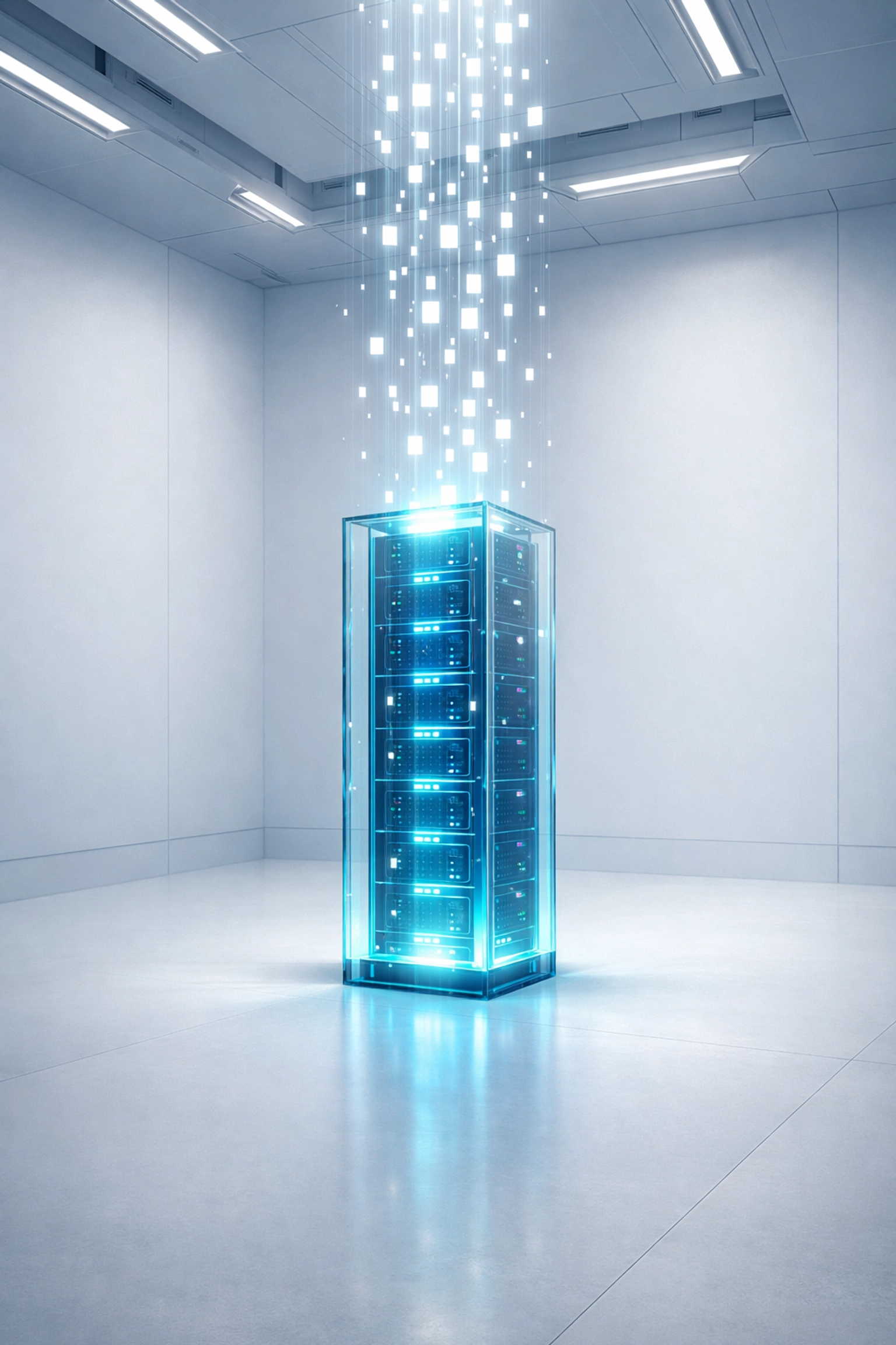 Sleek server column processing automated data packets in a modern cloud infrastructure environment.