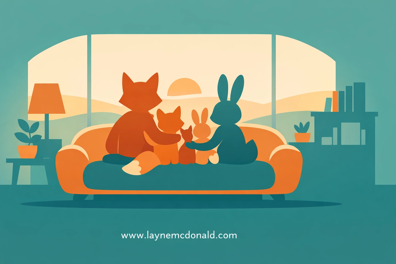 An animal family sitting together, representing safe family-friendly Christian movie choices at www.laynemcdonald.com.