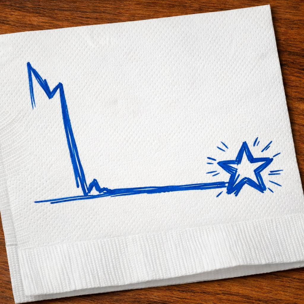 Blue marker sketch of a retention graph showing how video hooks lead to the viral zone