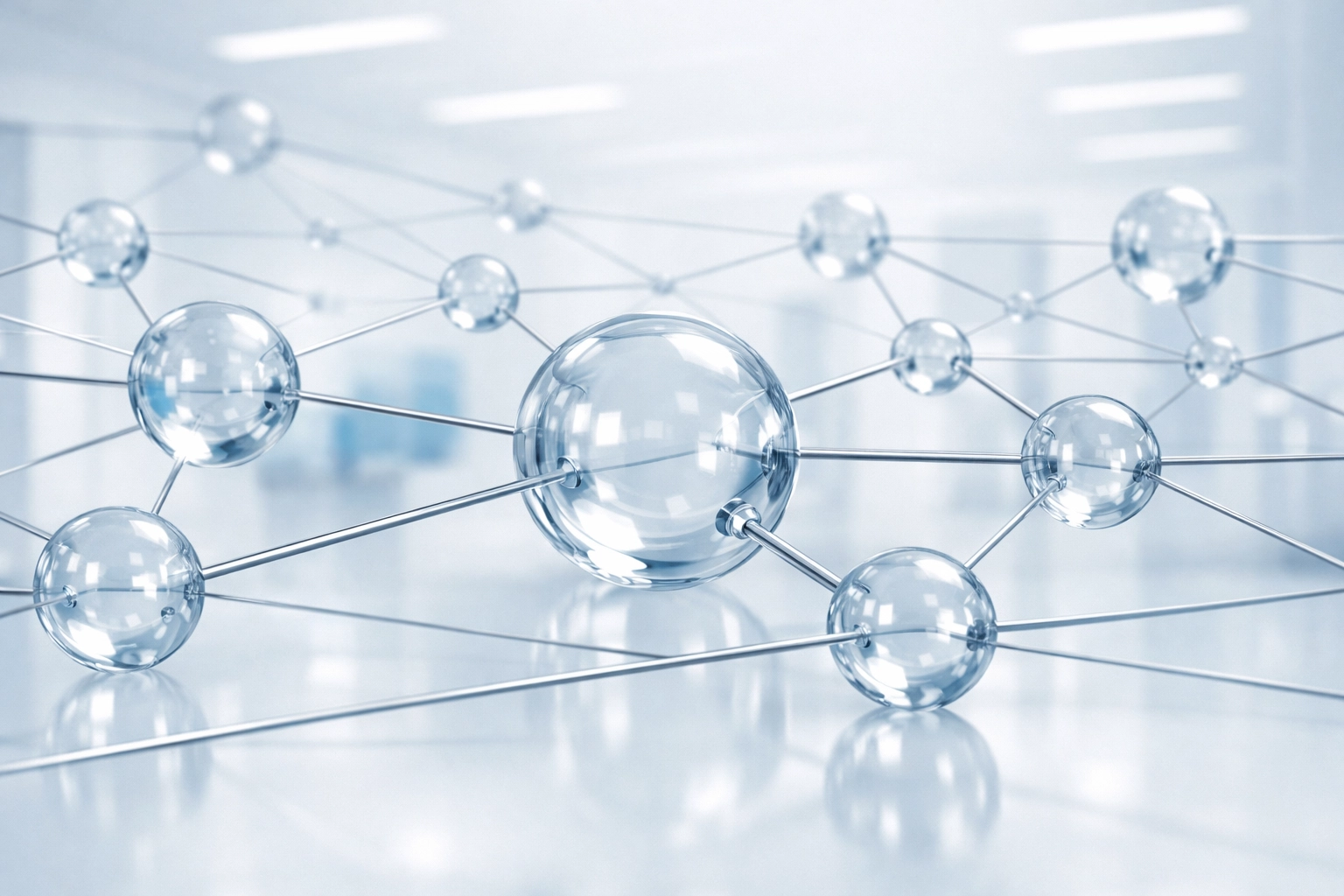 A conceptual network of connected spheres illustrating a solid digital marketing infrastructure for chiropractors.