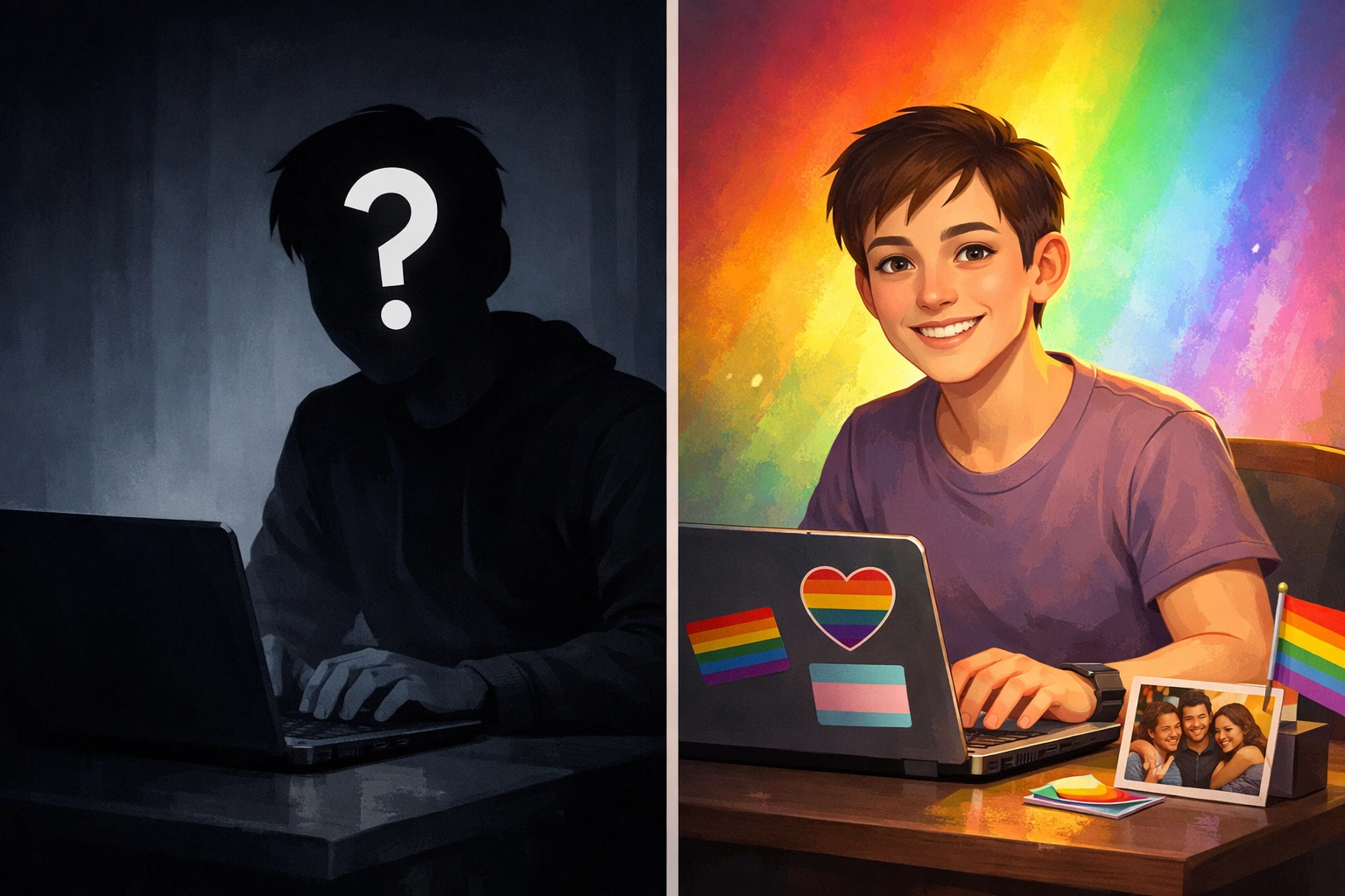 Transformation from anonymous to authentic LGBTQ+ digital identity journey