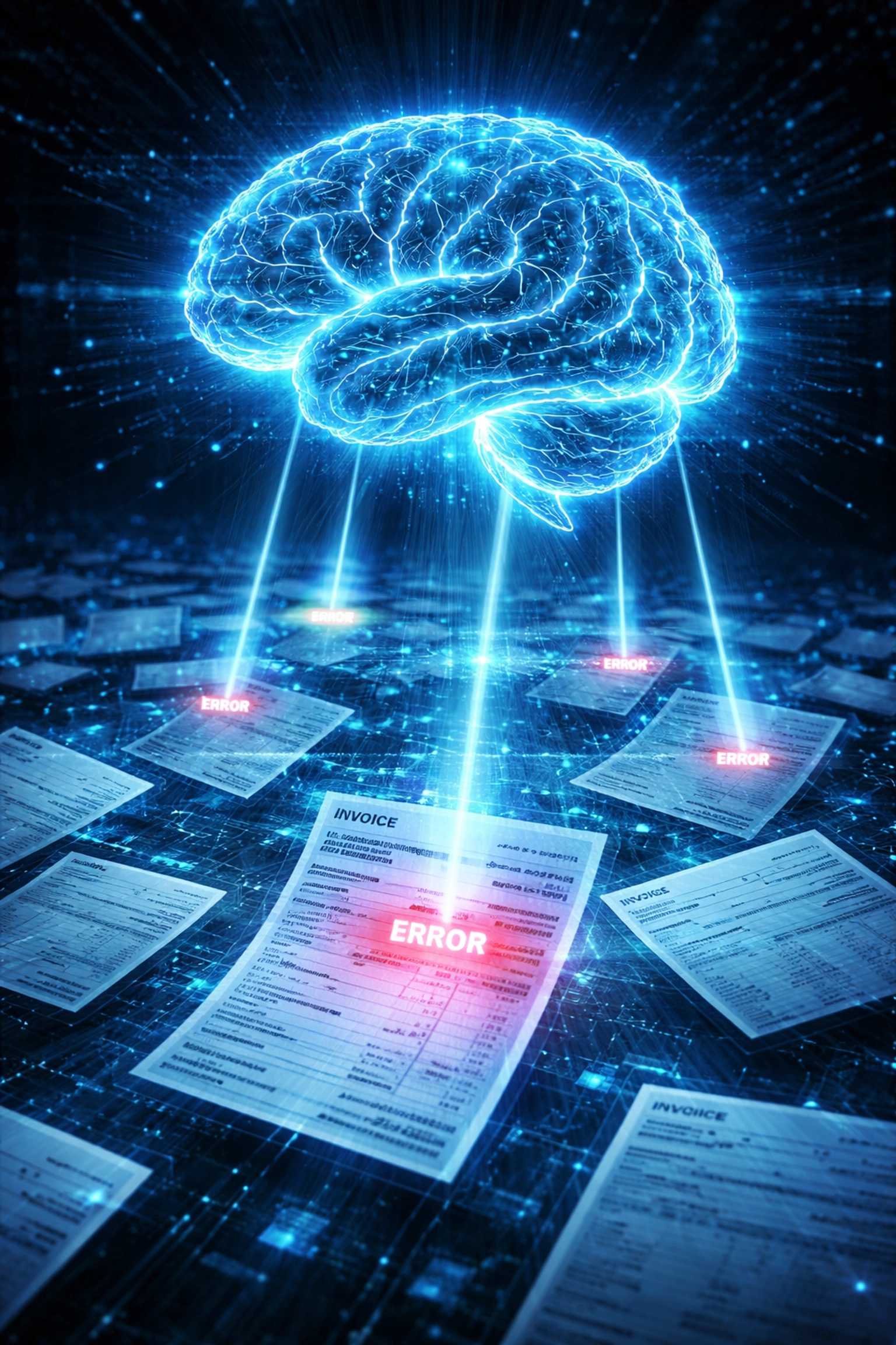 AI brain auditing floating invoices to find telecom billing errors and optimize expense management