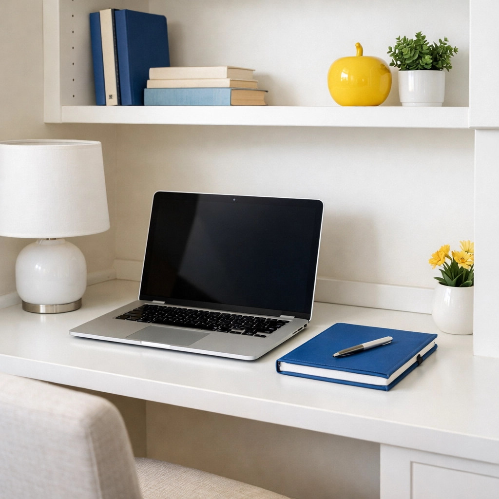 Dusted and organized home office desk in a Leominster apartment prepared by professional cleaning services.