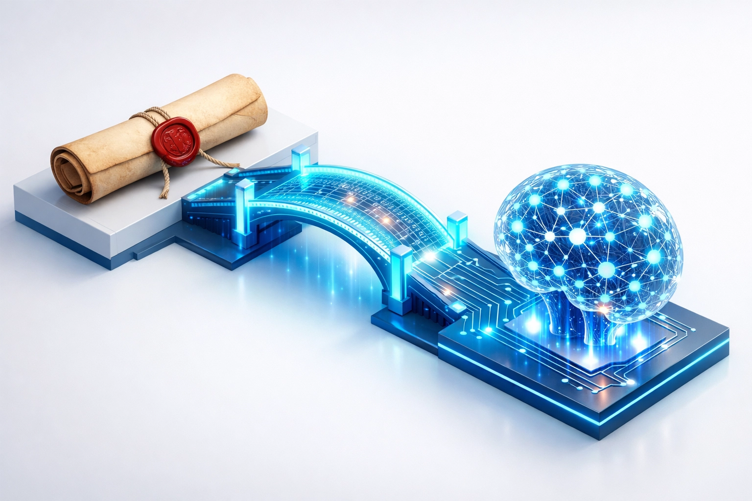 How the Top 10 Global AI Players are Transforming E-Consular Services Today Digital bridge representing an AI governance framework for modern e-consular services and diplomacy.