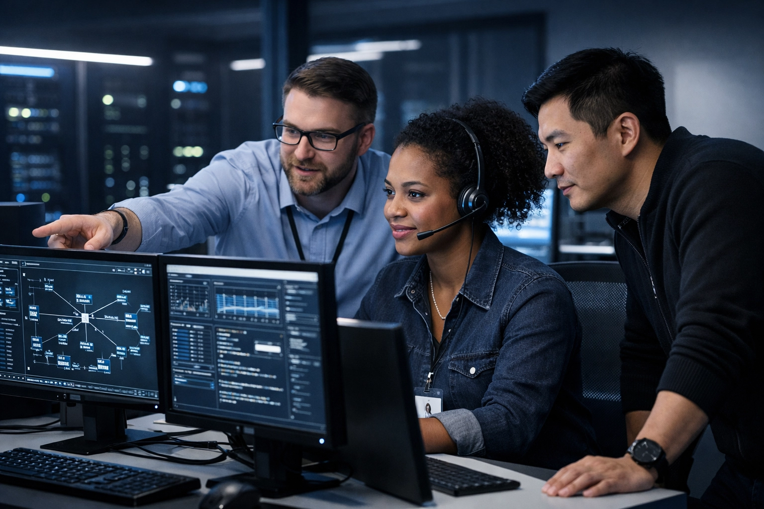 IT support team collaborating on managed services for small business clients