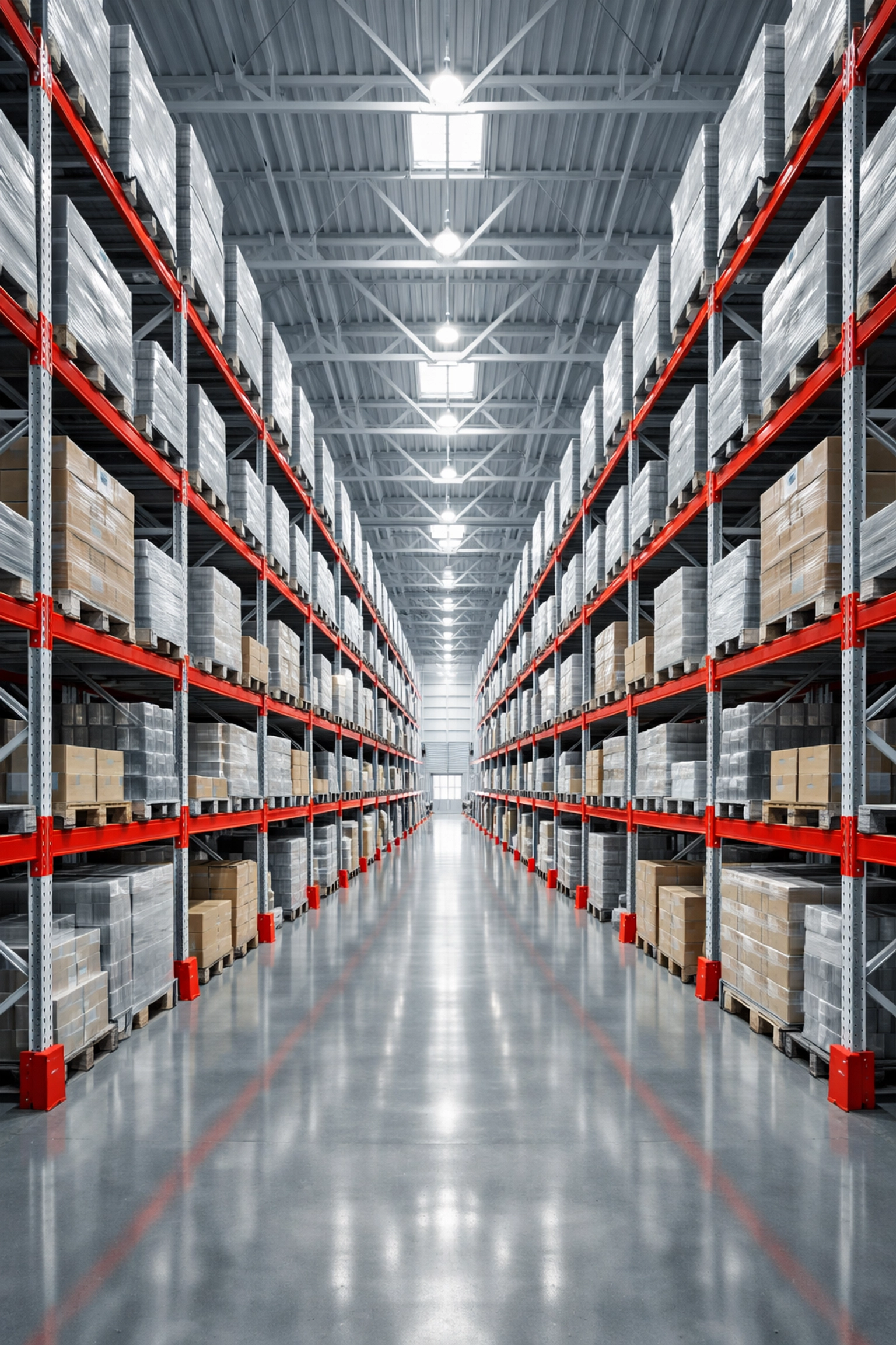 High-bay shelving in a Hertford storage facility showing scalable business storage solutions.