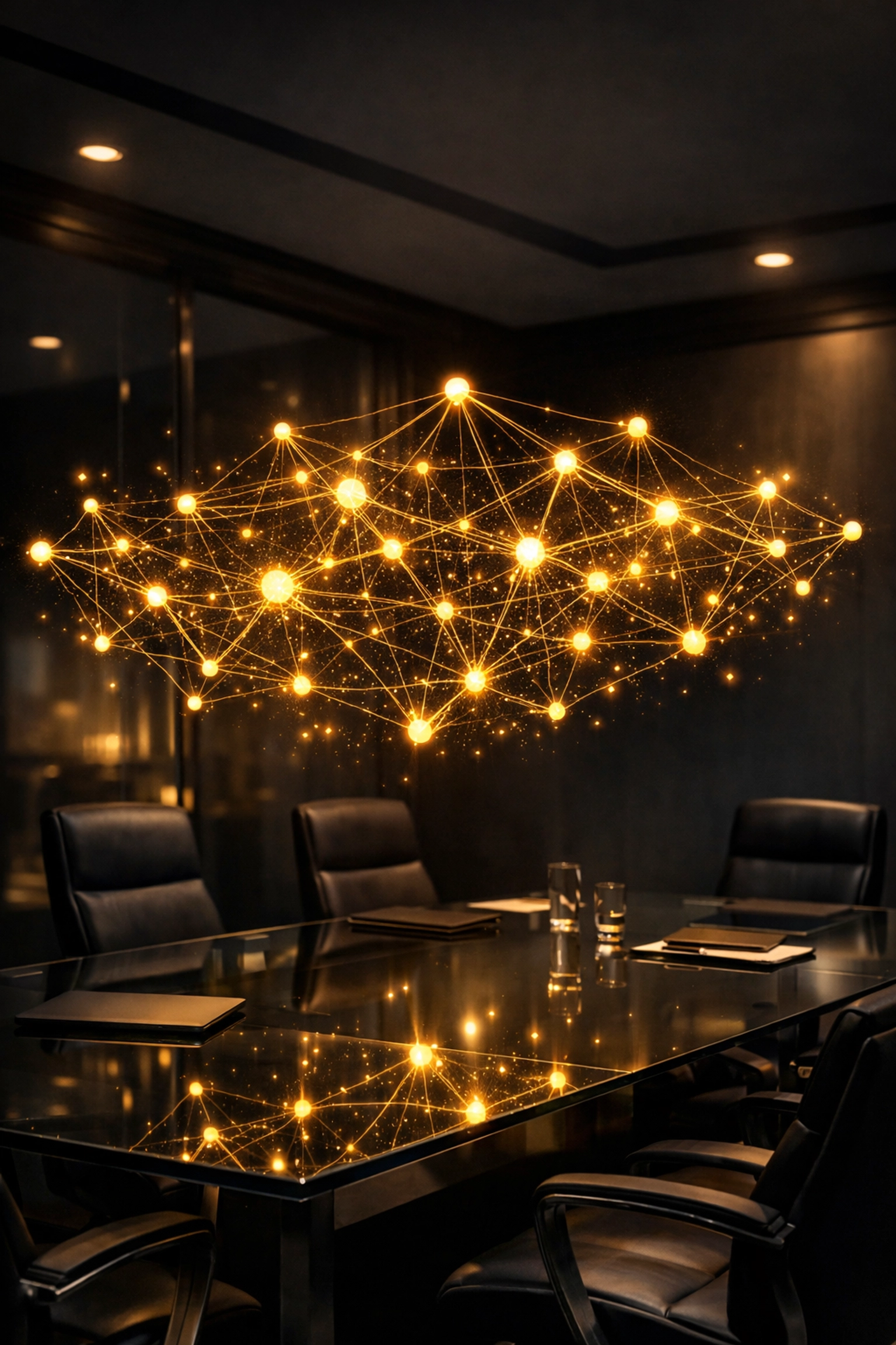 Glowing neural network nodes representing AI lead generation strategies and audience insights.