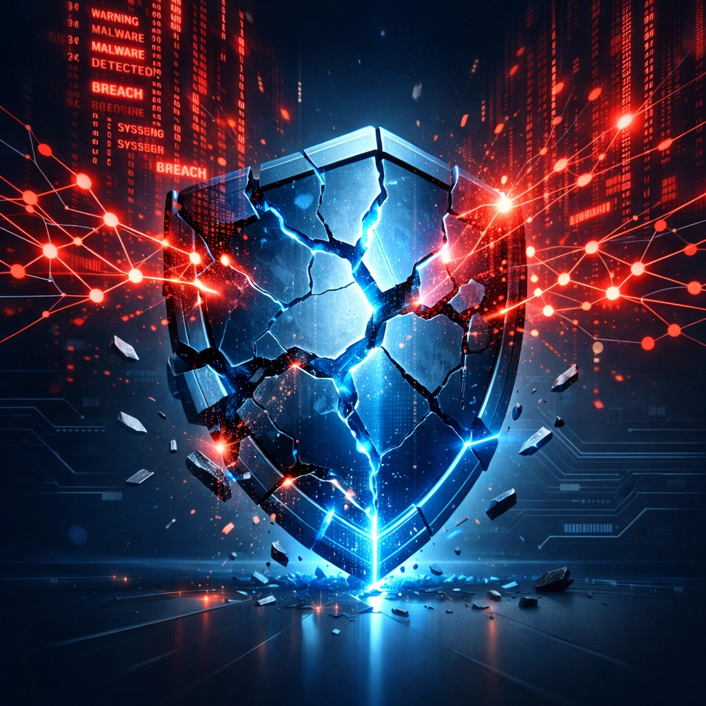 Digital shield breaking under AI-powered cyberattack targeting small business network security