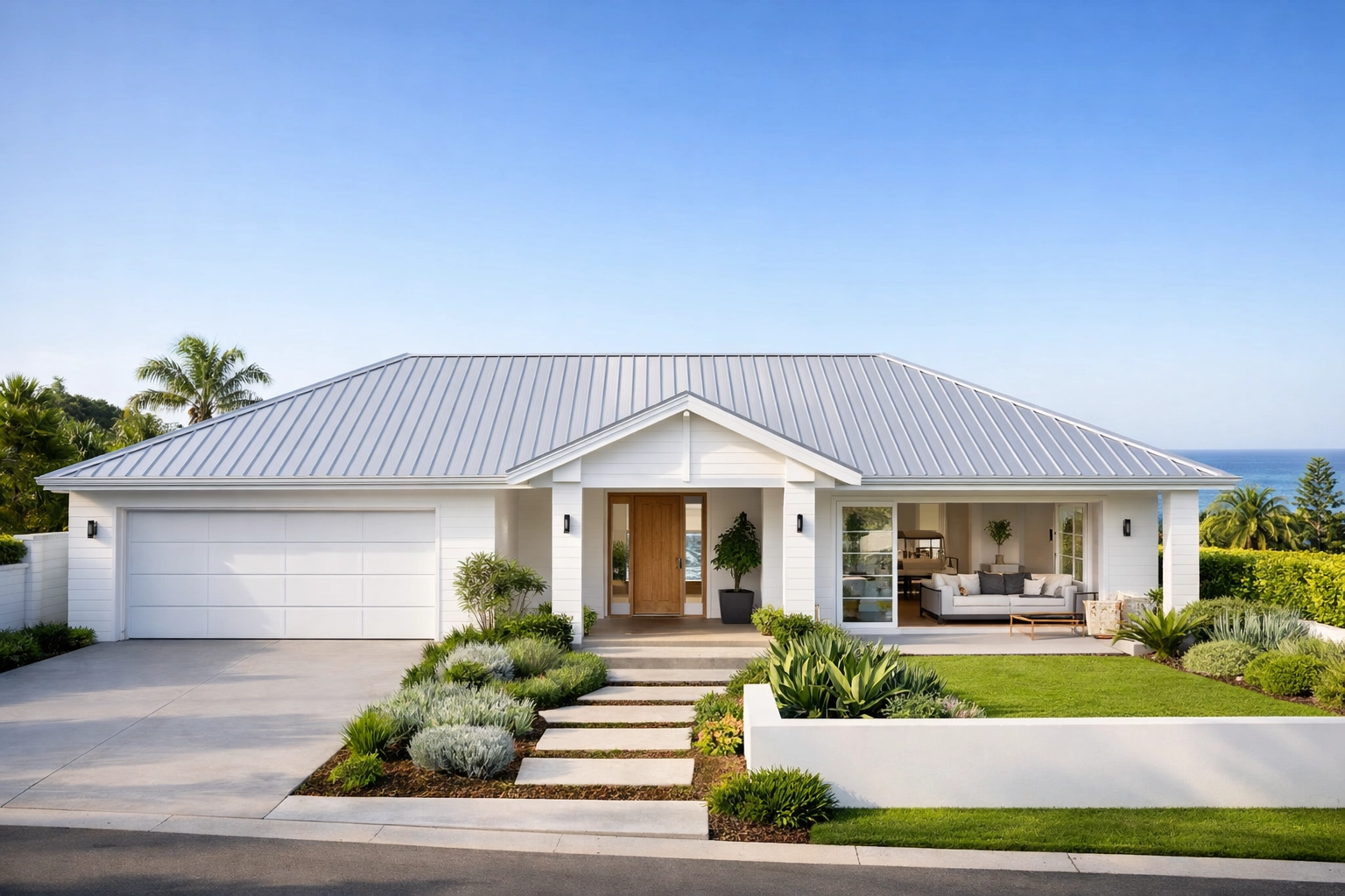 Fully restored metal roof on a coastal Northern Beaches home enhancing modern curb appeal and design.