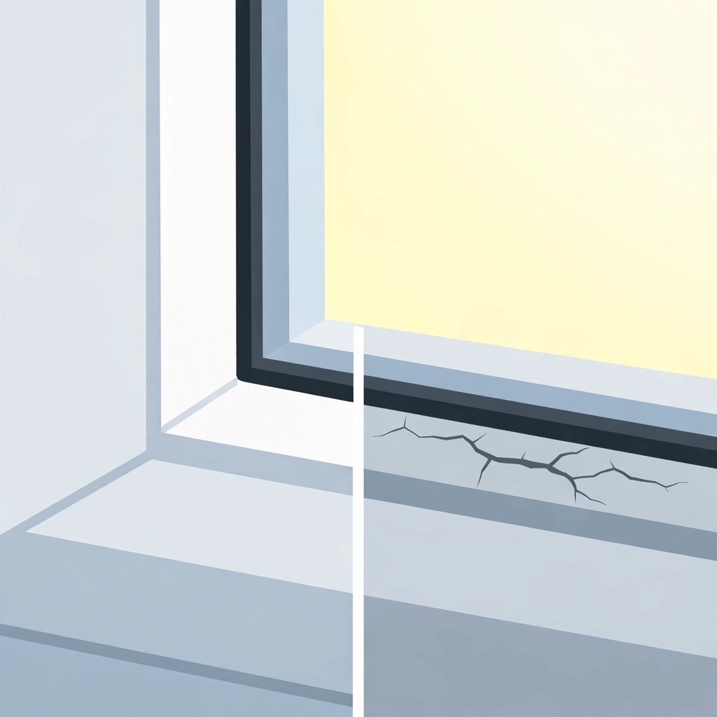 Window caulking and weatherstripping inspection showing proper seal maintenance