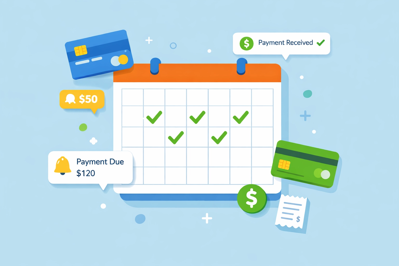 Calendario de pagos a tiempo con tarjetas de crédito para mejorar score