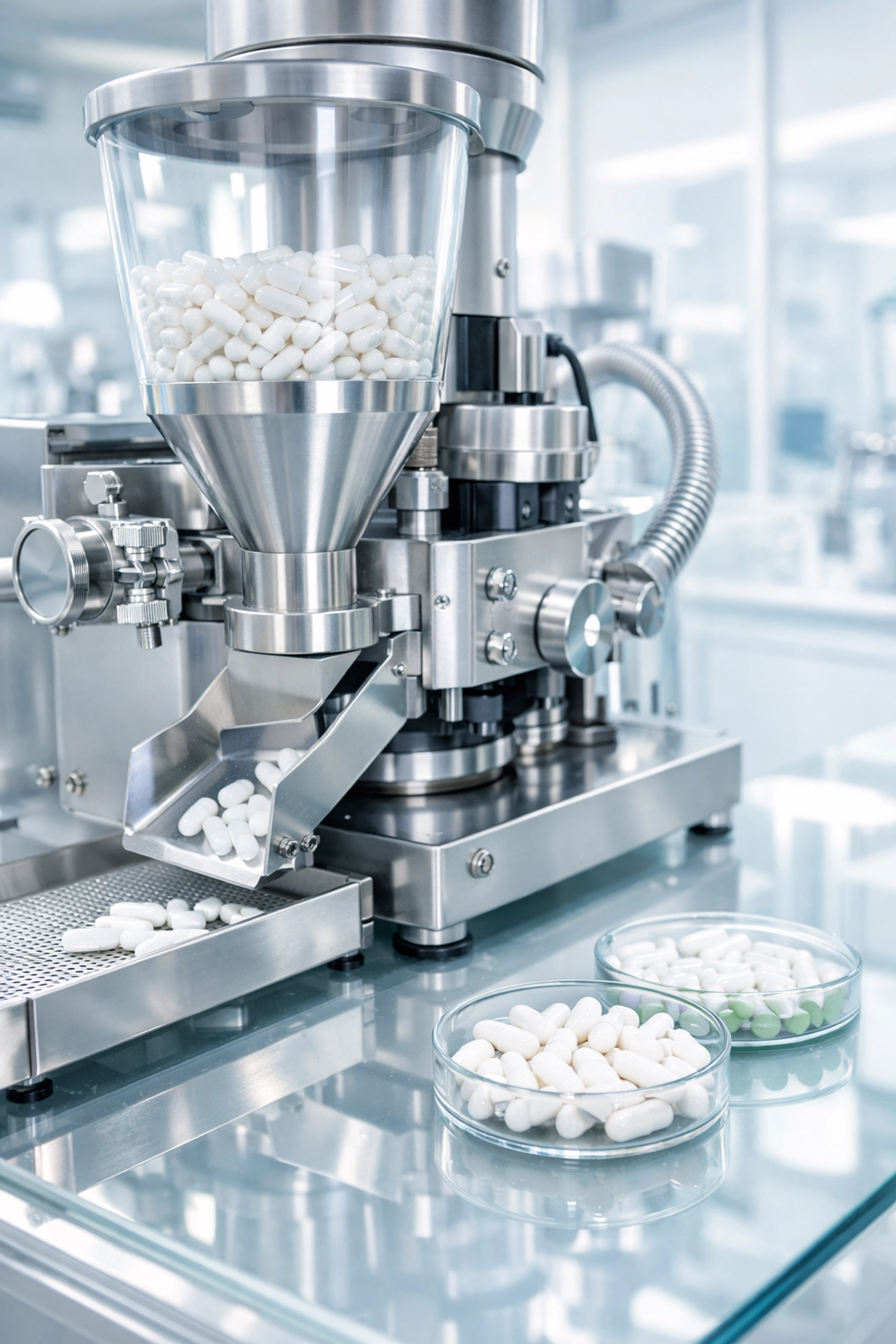Modern GMP certified supplement manufacturing facility showing high-quality control standards.