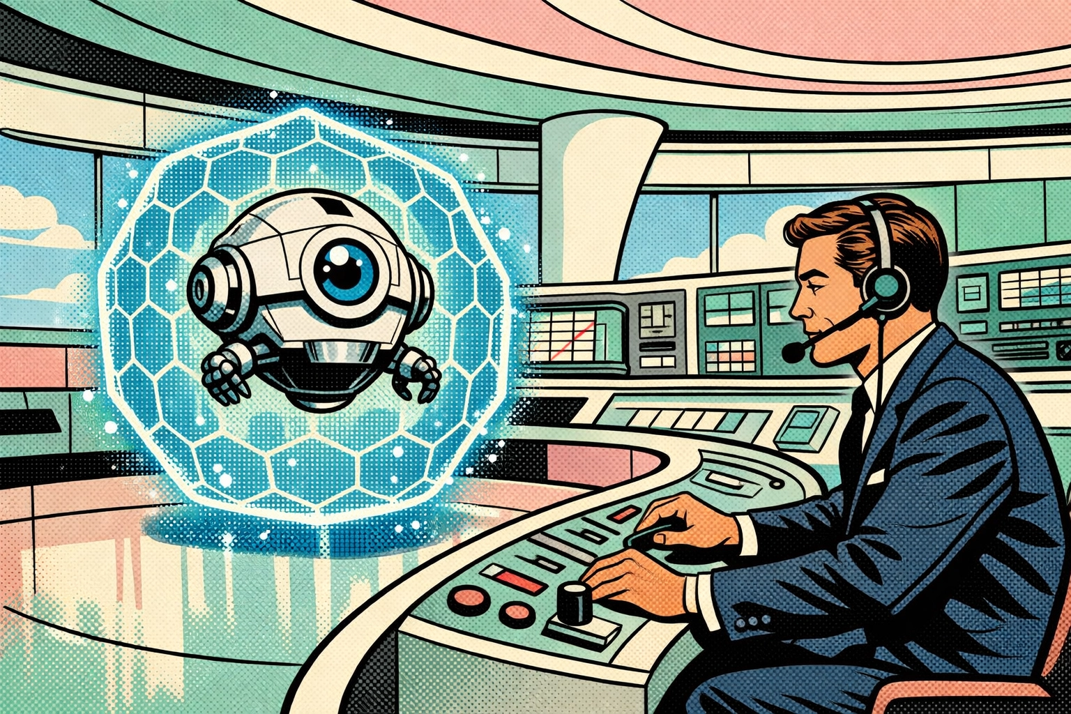 Human-in-the-loop oversight of an AI agent with protective energy guardrails for secure enterprise RevOps.