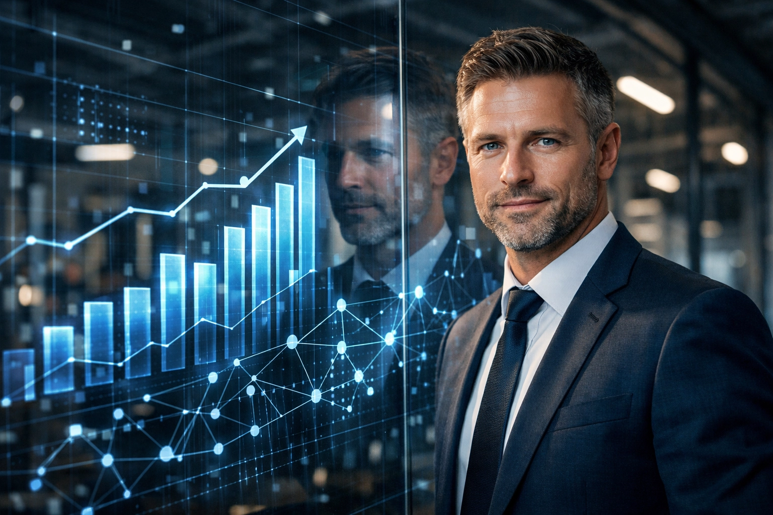 A business strategist analyzing data insights and review analytics for marketing strategy.