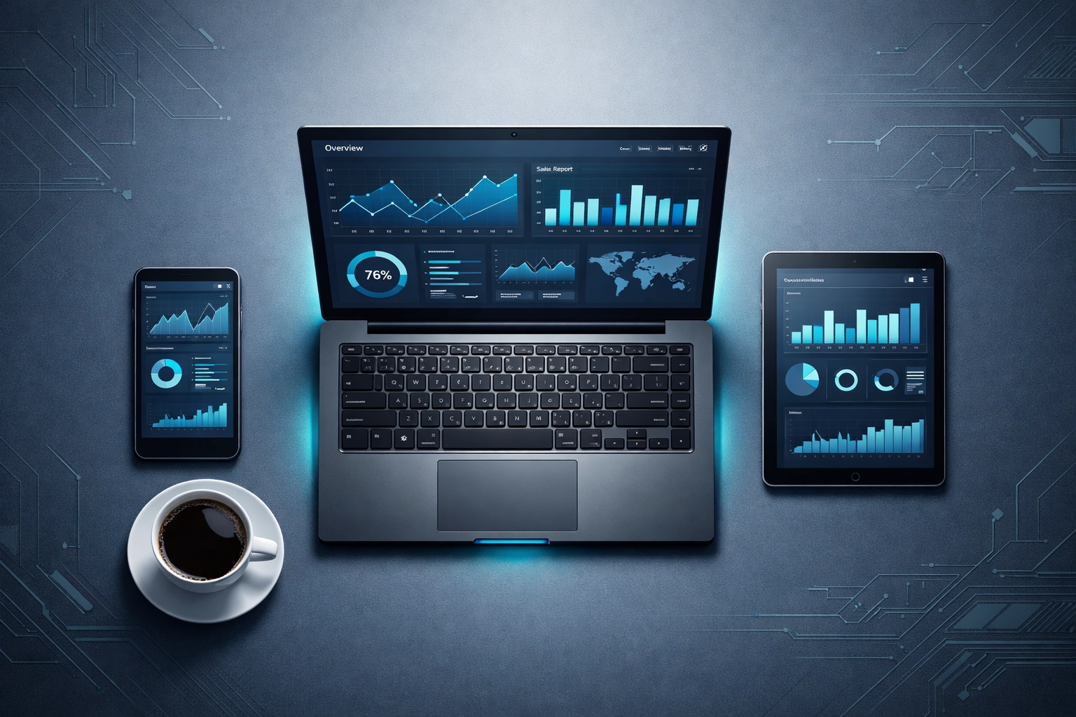 Modern office technology setup showing managed IT services for small business