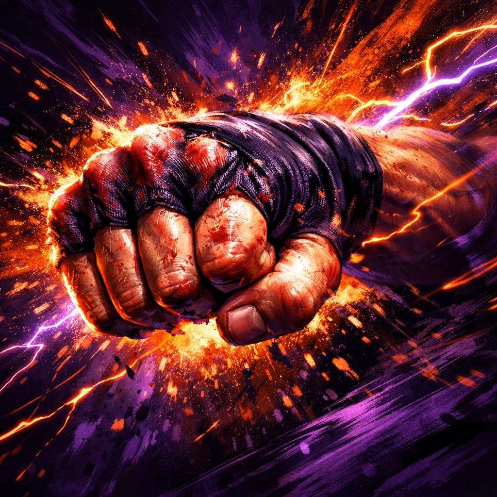 Close-up of a bare knuckle boxing punch highlighting the ferocity of the Vargas dynasty's transition to BKB.