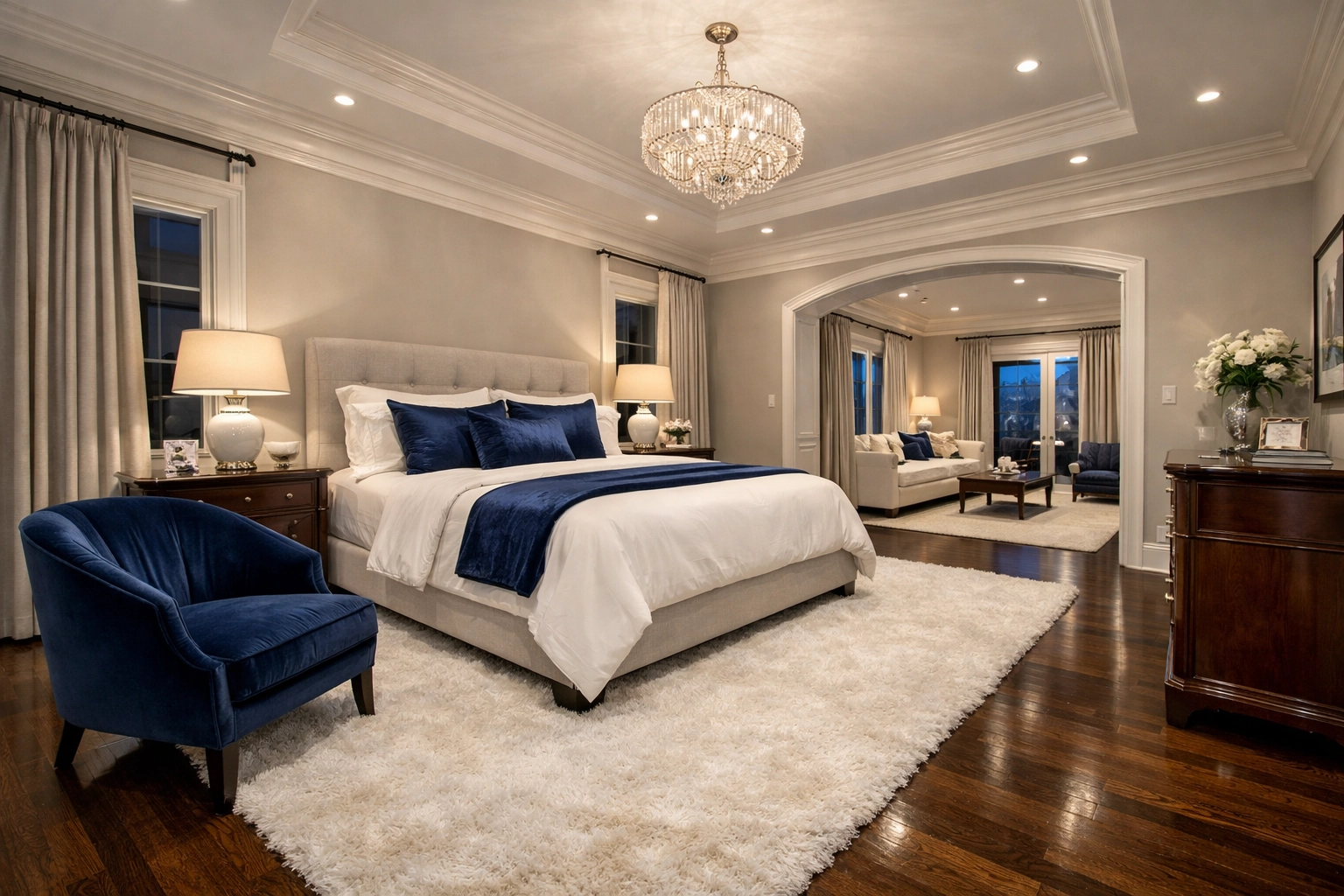 Spotless master suite in a Franklin residence showcasing high-end luxury house cleaning in Franklin MA results.