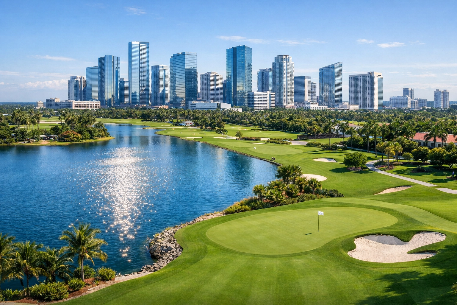 Scenic Palm Beach golf course view representing luxury lifestyle and the growing real estate market.