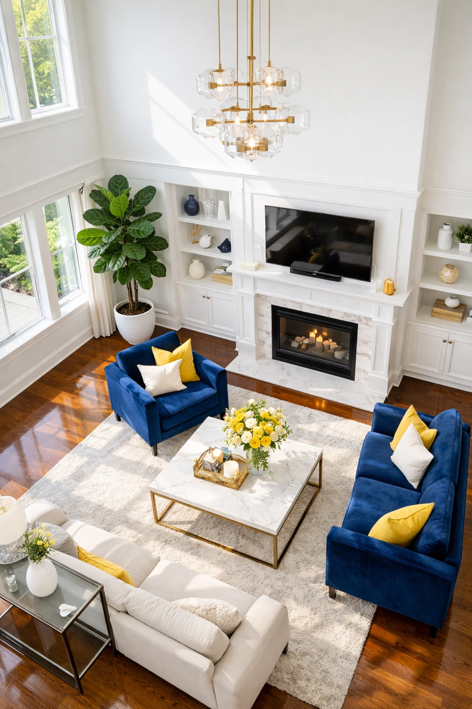 Bright, allergen-free living room in Franklin, MA, maintained by professional weekly house cleaning for a healthy home.