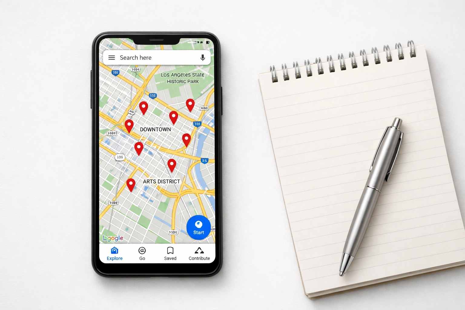 Google Maps local search on smartphone for finding garage door repair companies nearby