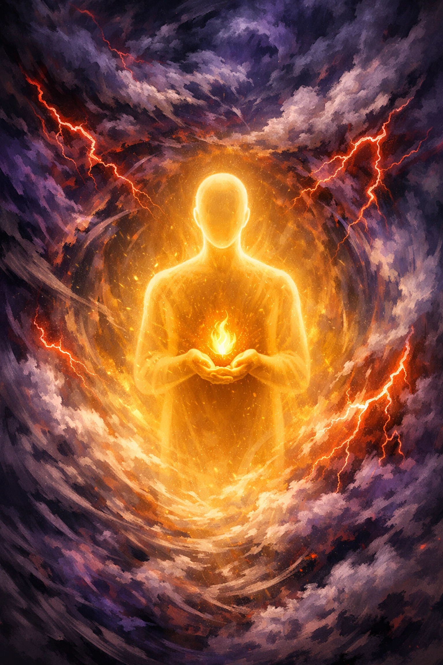 A calm golden figure acting as an anchor during a child's meltdown to be a better parent through co-regulation.