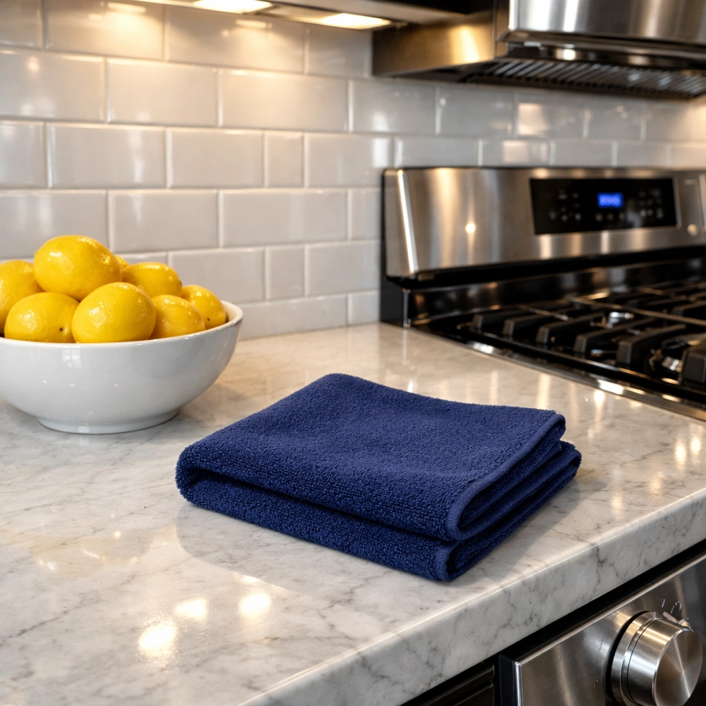 Pristine kitchen with marble counters showing deep clean results from house cleaning services MA.
