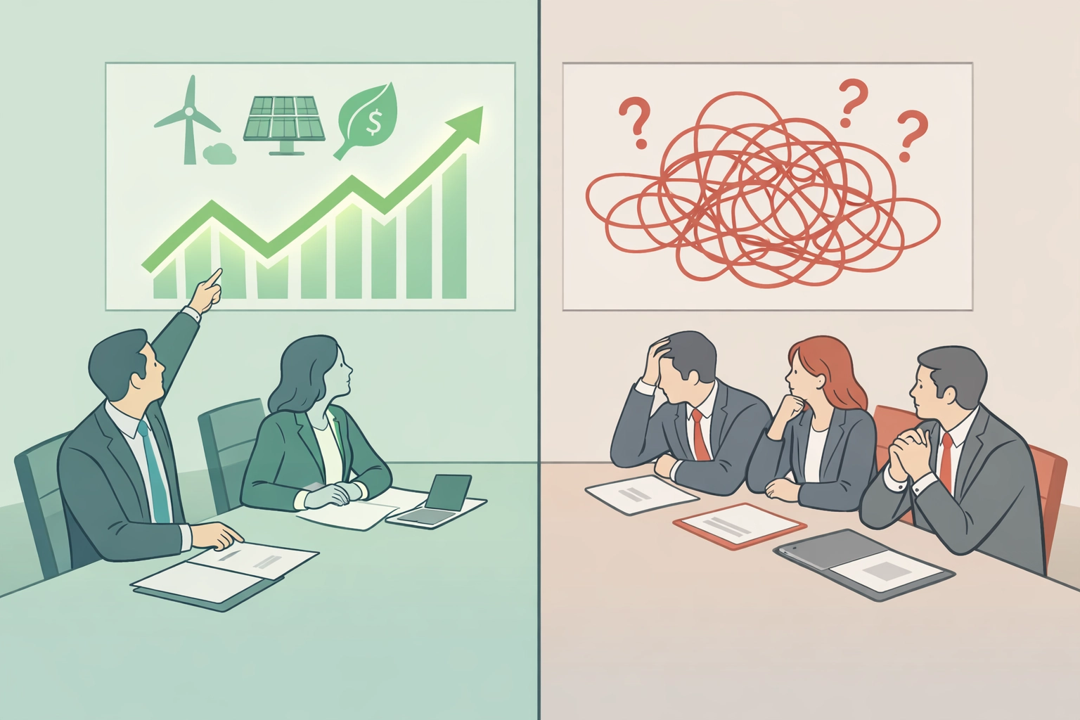 Corporate boardroom illustrating net zero success and challenges in 2026