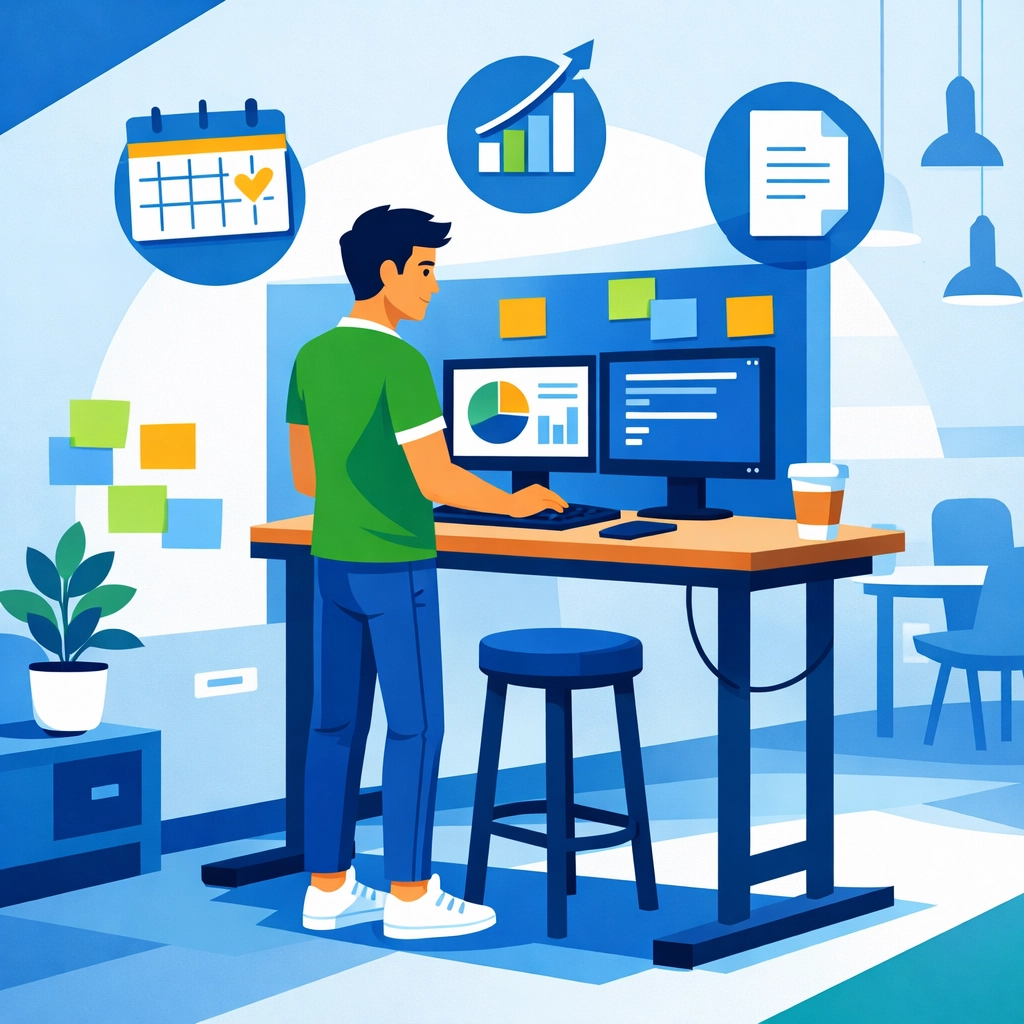 Small business owner managing freelance work and tracking tax deductible expenses