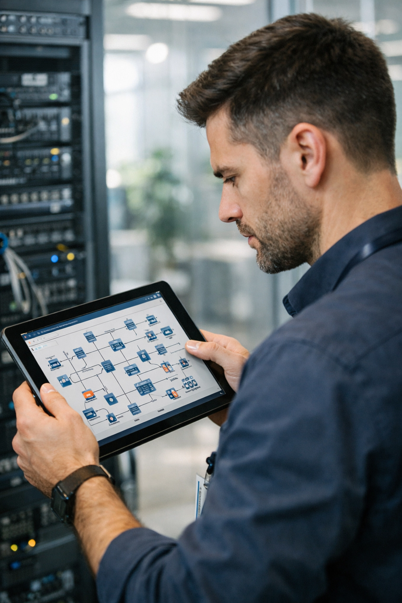 ServiceNow implementation partner expert reviewing ITOM network topology for accurate CMDB data.