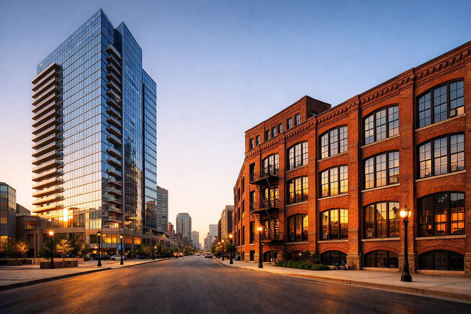 A mix of modern high-rises and historic industrial lofts representing diverse Midwest property portfolios.
