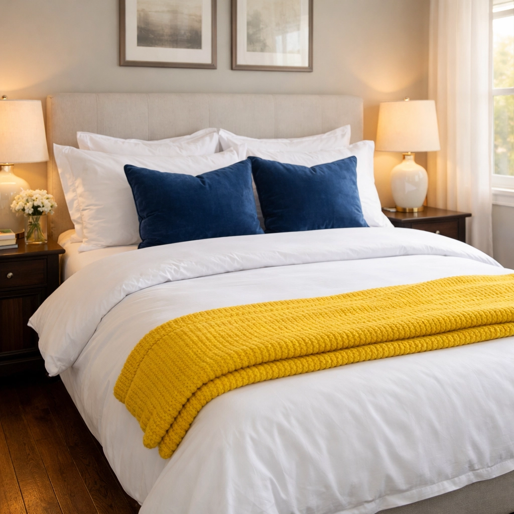 Master bedroom in Leominster MA with a perfectly made bed and a clean, dust-free environment.