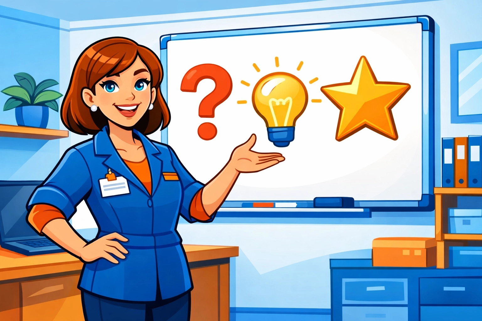 A professional service provider explaining solutions at a whiteboard to build business authority.