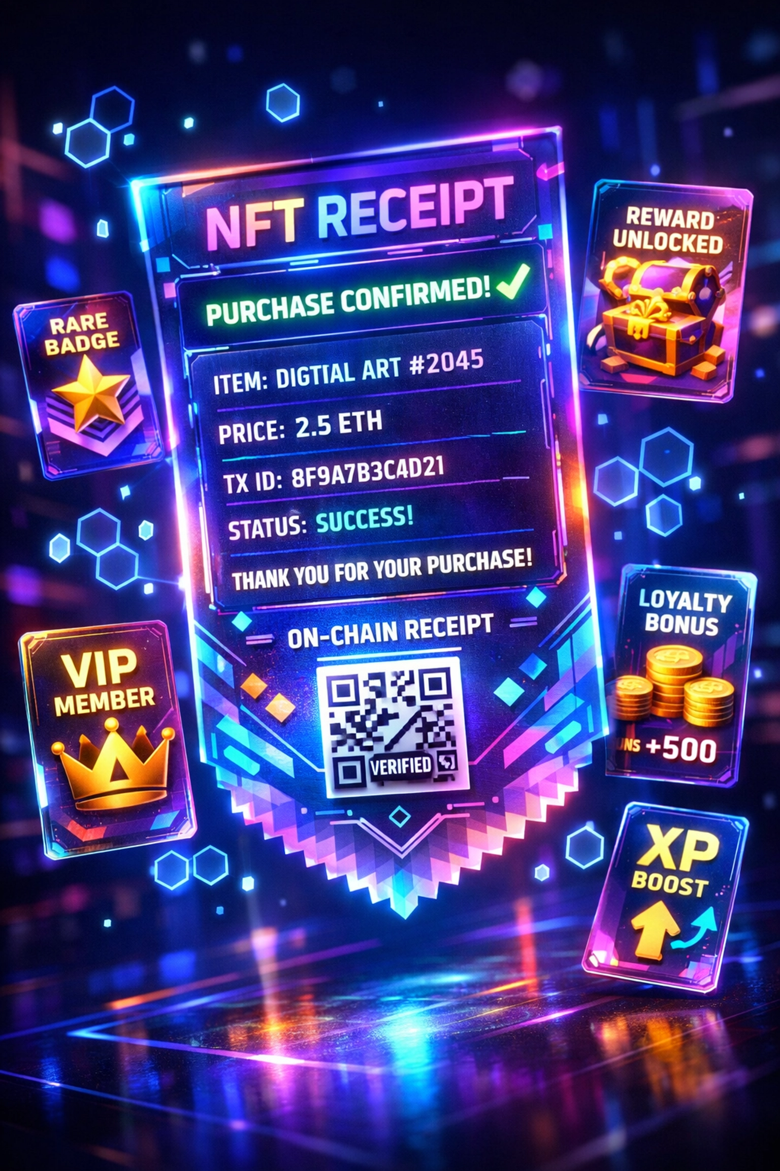 NFT receipt with programmable loyalty rewards and merchant benefits on blockchain